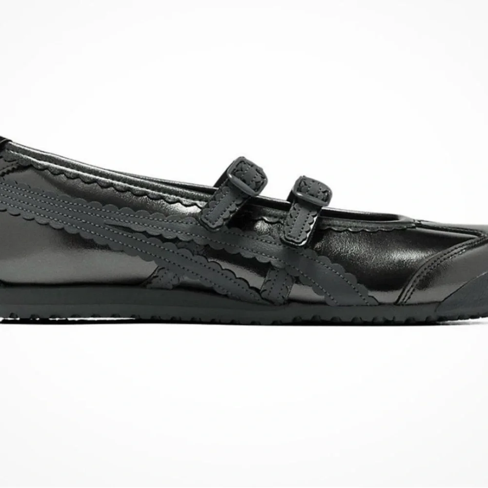Onitsuka Tiger by Asics Metallic Gray Double-Strap Mary Jane Flats New w/o box
